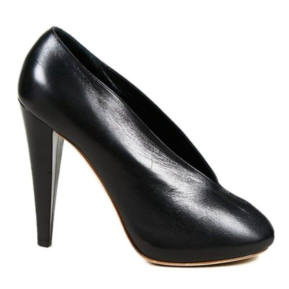 Celine Paris  Black V-Neck peep toe pumps high heel size 37 - Picture 1 of 14